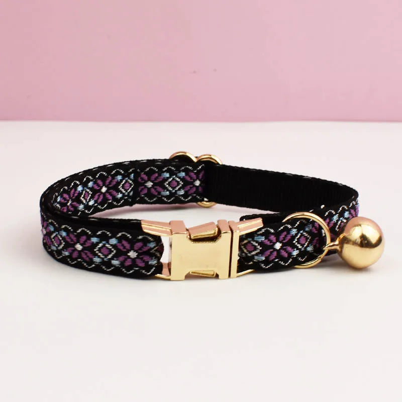 Customizable Cat Collar - Midnight Geometric