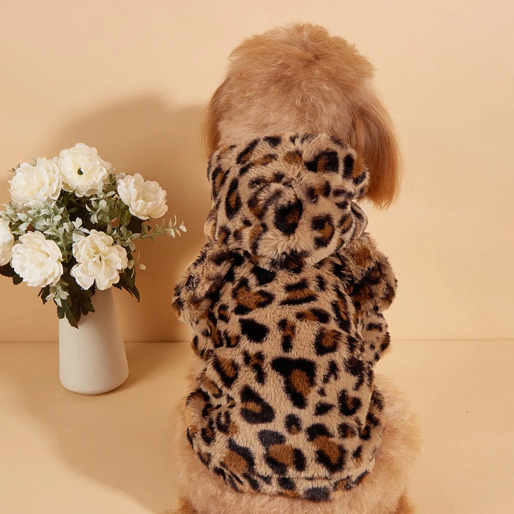 Fuzzy Leopard Plush Hoodie