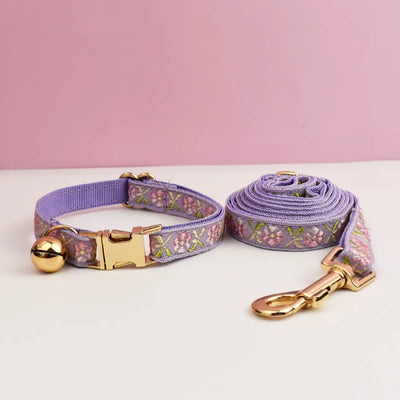 Bundle - Customizable Collar + Leash - Lavender Floral