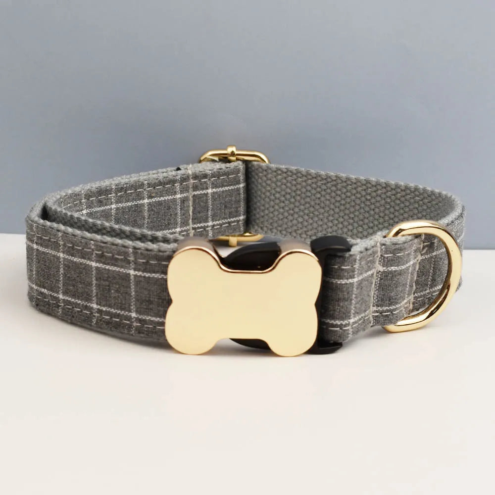 Customizable Dog Collar - Green Plaid