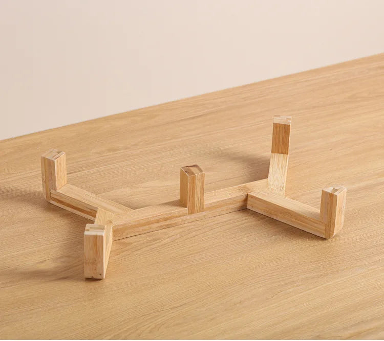 Double Ceramic Pet Bowl with Wood Stand