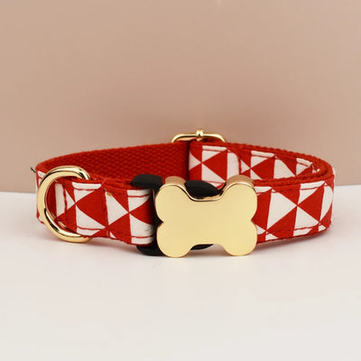 Customizable Dog Collar - Geometric Red Arrow
