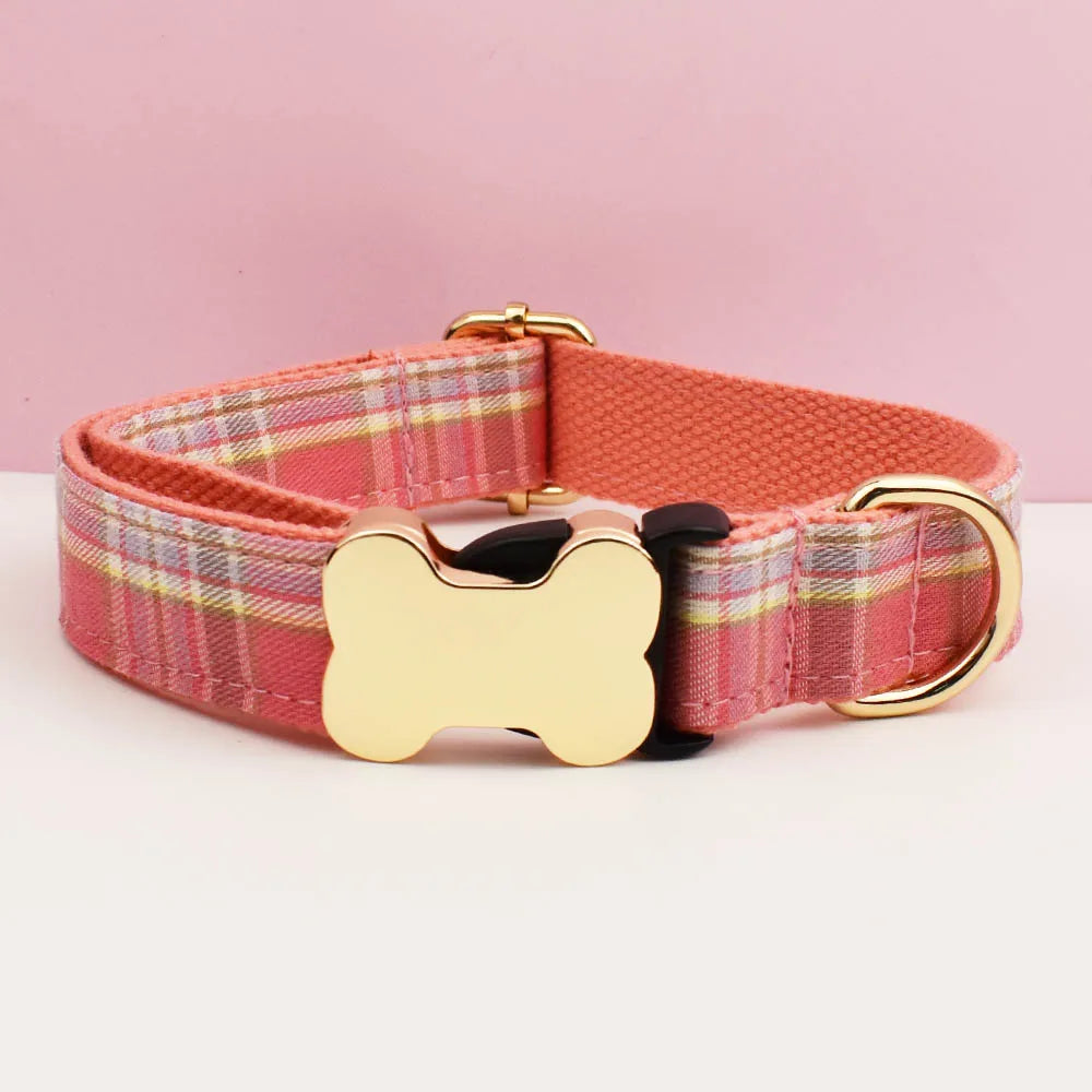 Customizable Dog Collar -Red Plaid