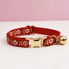 Customizable Cat Collar - Maroon Floral