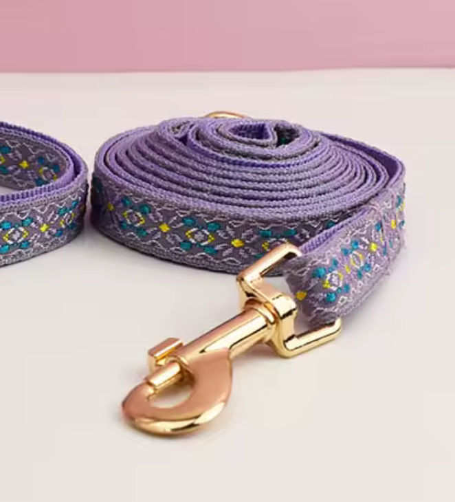 Cat Leash - Lilac Geometric