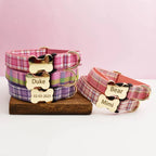 Customizable Dog Collar - Pink Plaid