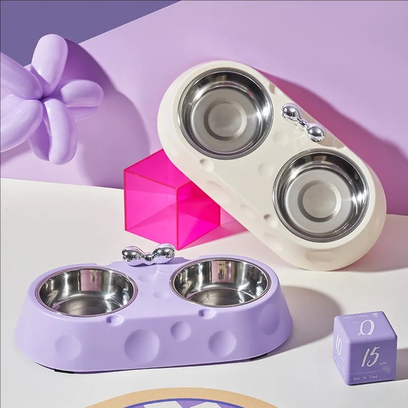 Stainless Steel Double Bowl Feeder