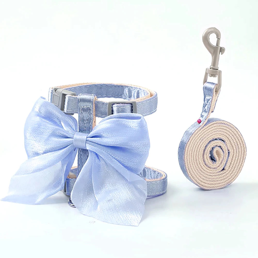 Blue Bow Cat Harness
