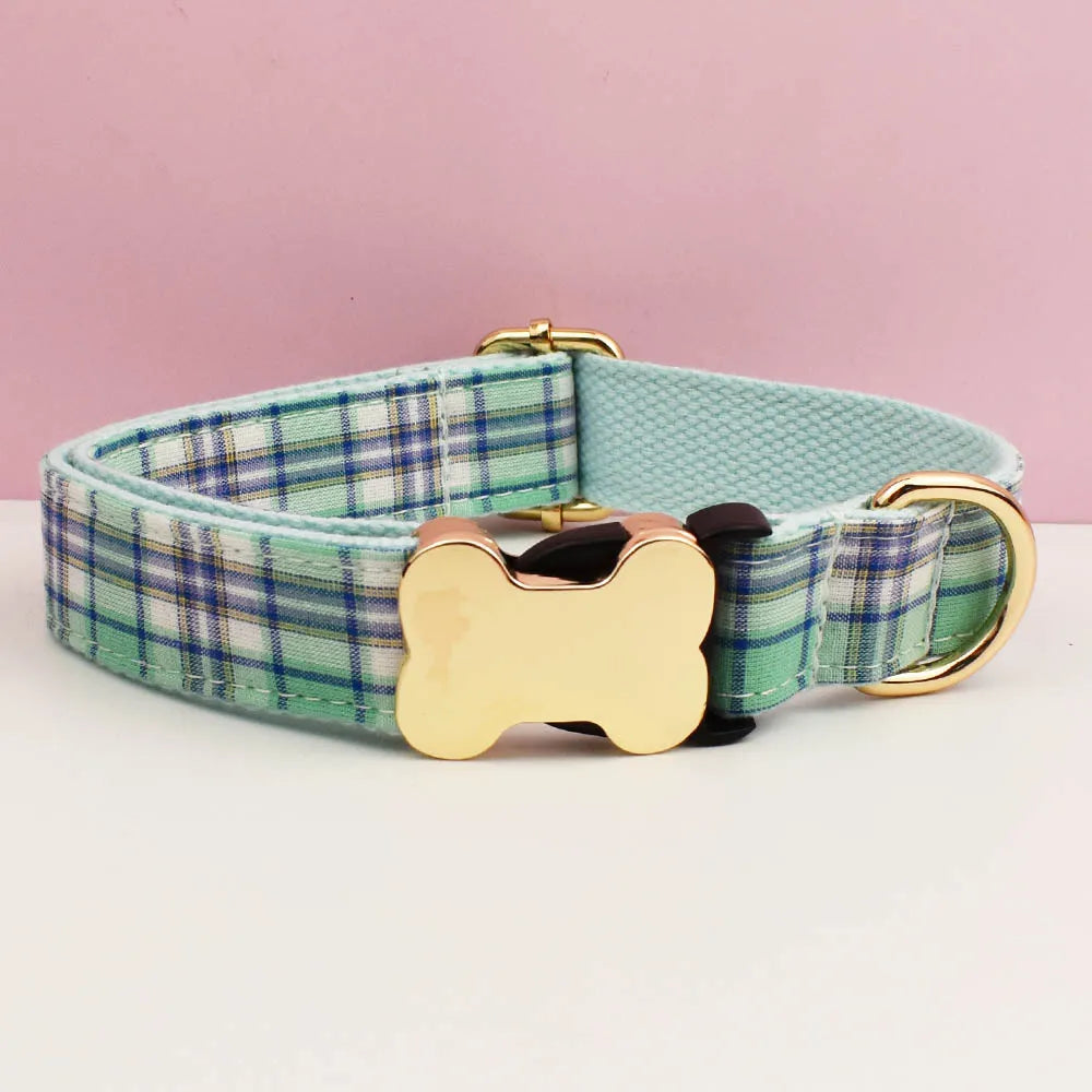 Customizable Dog Collar - Green Plaid