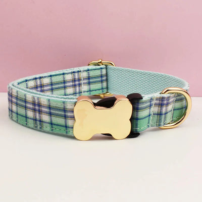 Customizable Dog Collar - Green Plaid